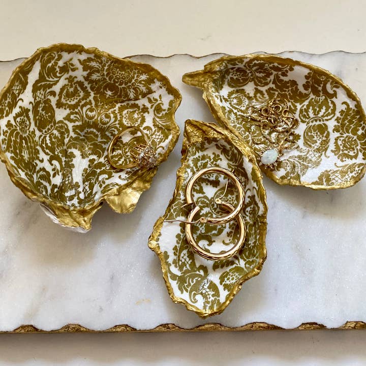 Del Mar Designs DC - Wholesale Jewelry Dish - Gold Filigree Oyster Shell Jewelry Dish1