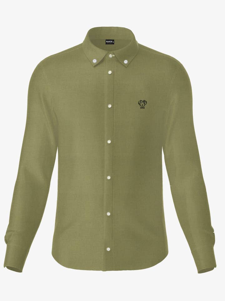Camicia antimacchia Oxford verde militare per la vendita all'ingrosso da parte di DANTE