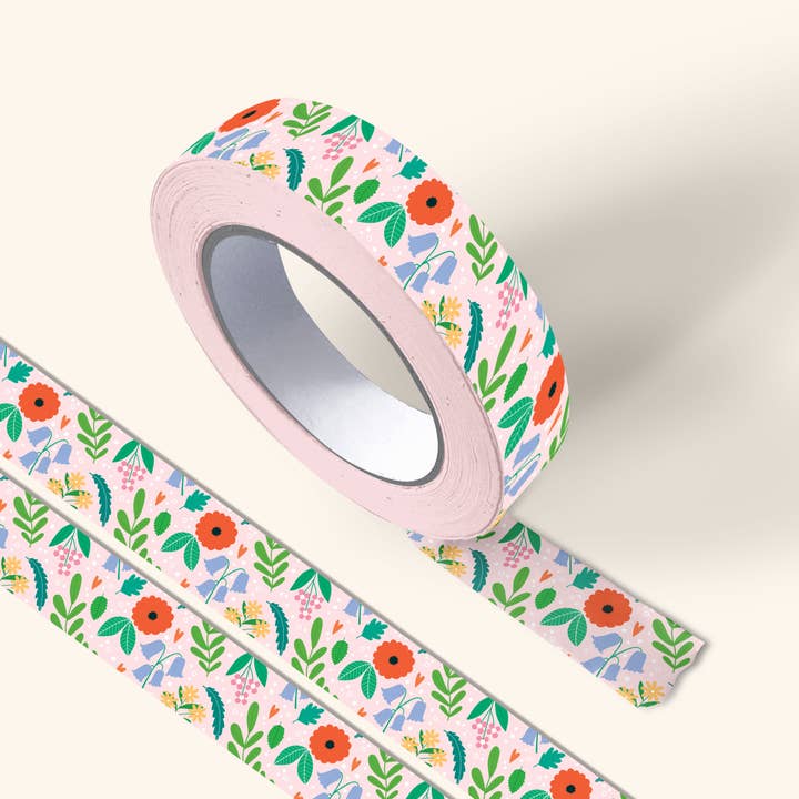 Light Pink Florals Washi Tape for wholesale by Leaf Lane Studio