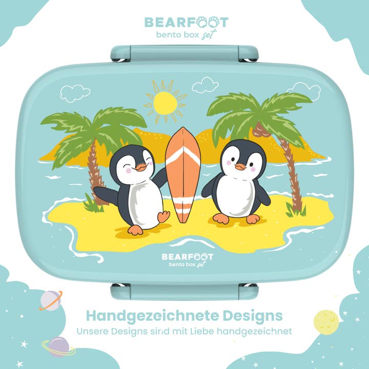 BEARFOOT - Wholesale Lunch Bag/Box - Kids - Children's lunch box with compartments, lightweight & leak-proof - penguin