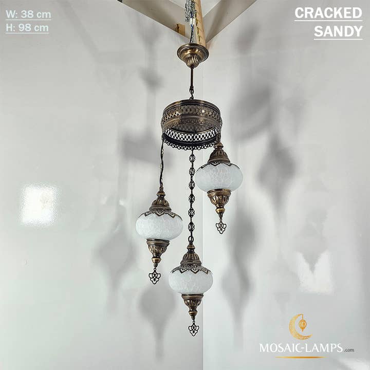 Mosaic Lamps - Vente Lustre/Suspension - Lustre en spirale ottoman à 3 globes, style turc marocain