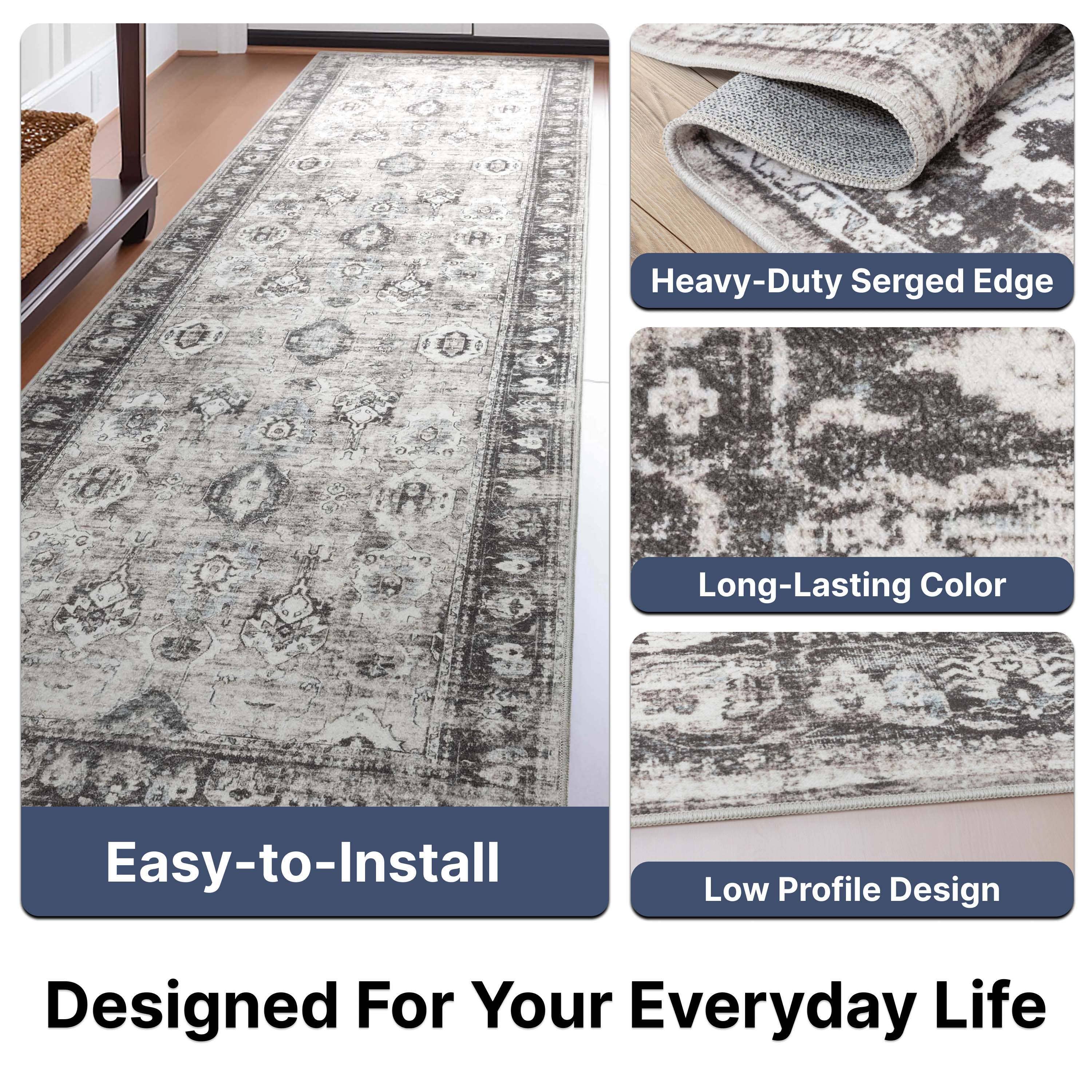 Well Woven – Tapete por atacado – Tapete Lavável Elle Basics Intrigue Easy-Clean - Durável, Antiderrapante, Design de Baixo Perfil para Conforto em Casa20