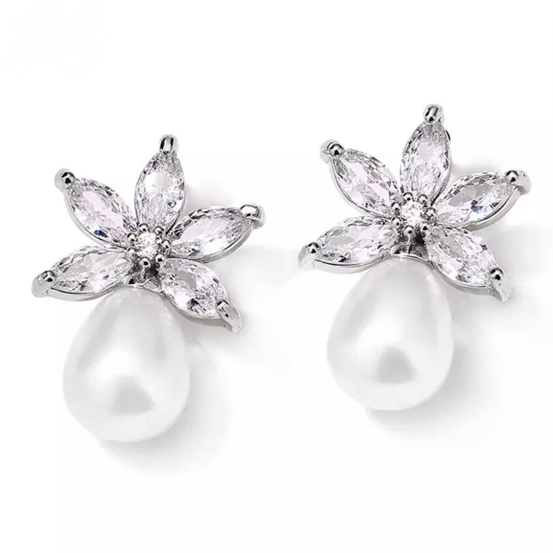 Nicholls Jewellery – wholesale Dangle earrings – Bella Flower and Pearl Earrings5