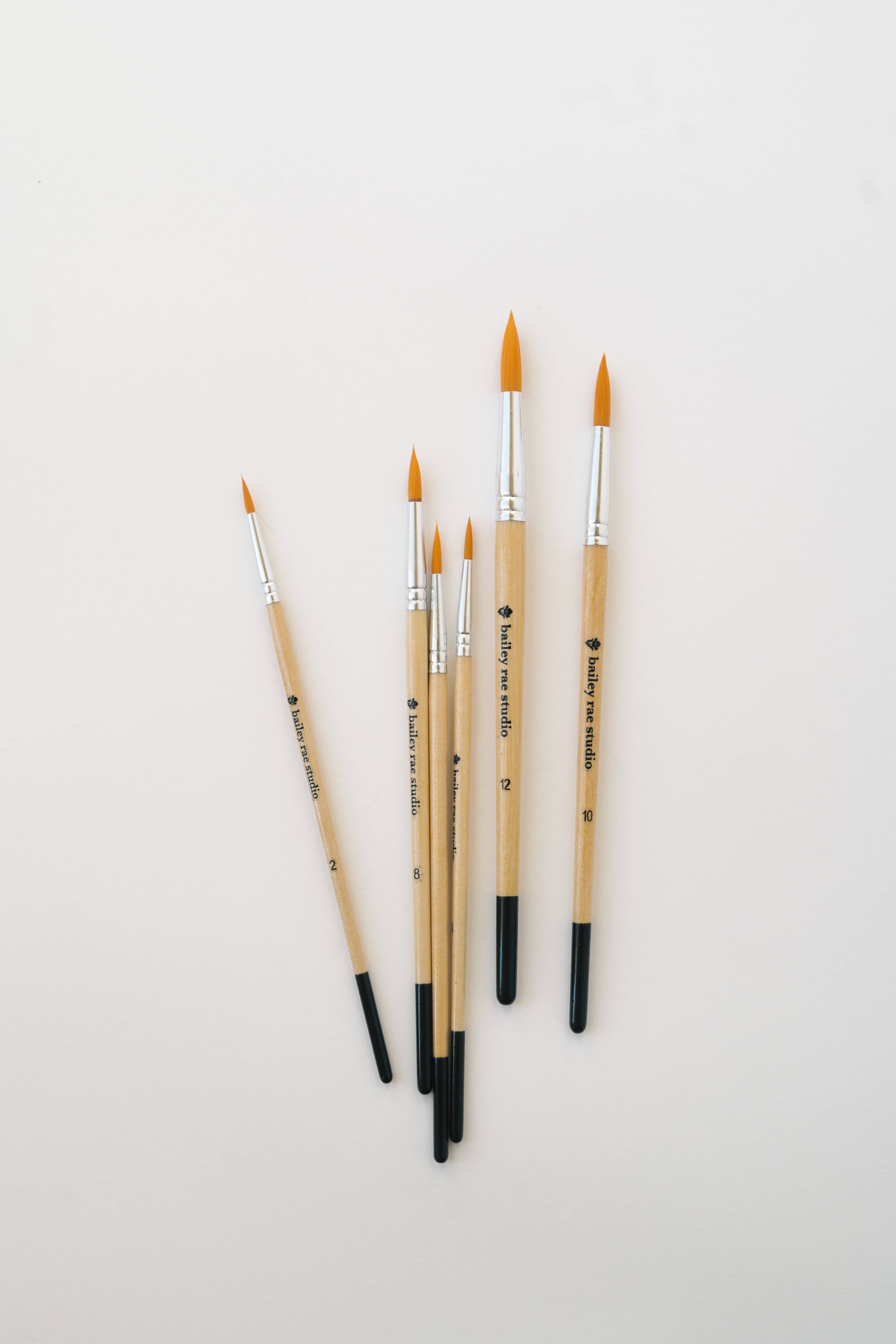 Bailey Rae Studio - Wholesale Watercolor Paint - Round Tip Watercolor Brush Set -- 6 piece1