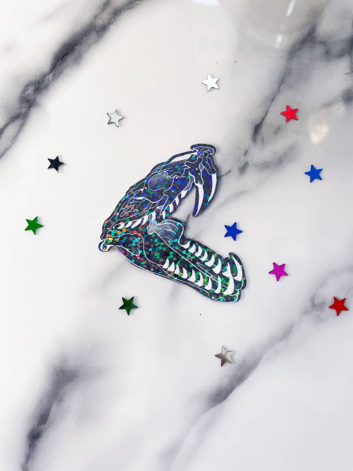 Snake Skull, Lunar, Witchy, Reptile, Celestial Stickers for wholesale by Desaray Designs