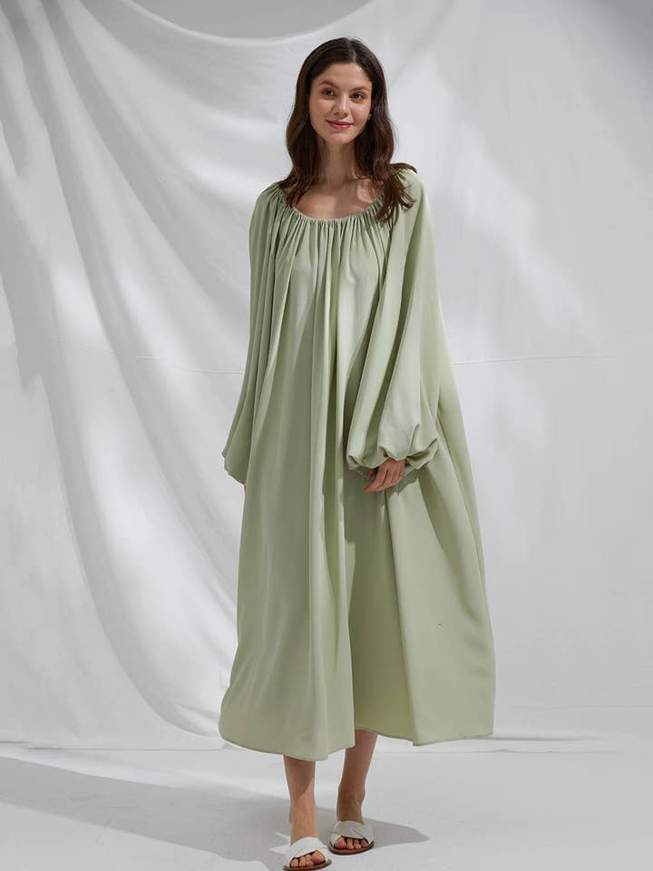 Vestido de manga abombrada con cordón para venta al por mayor de NAP