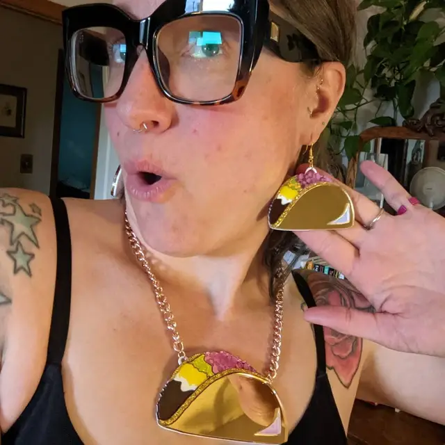 I'm Your Present - Vendita all'ingrosso Orecchini pendenti - Orecchini alimentari grandi Taco, acrilico tagliato al laser, gioielli in plastica2