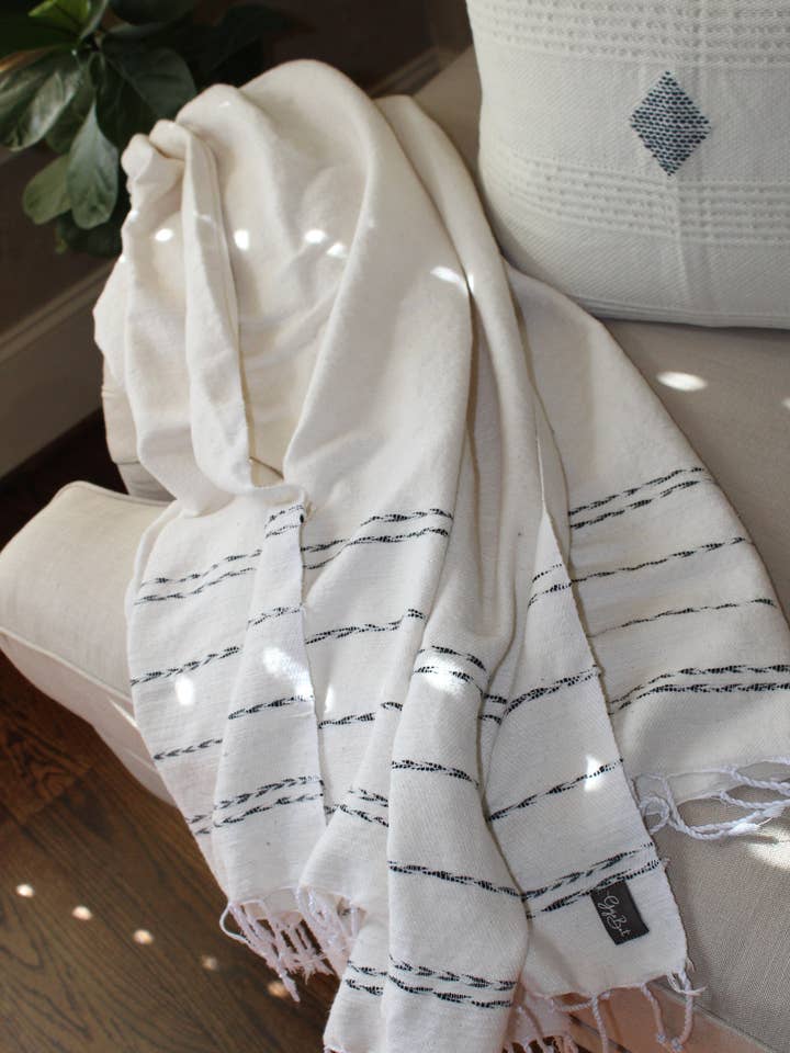 Fiker throw blanket with black stripe for wholesale by gojobetcollection