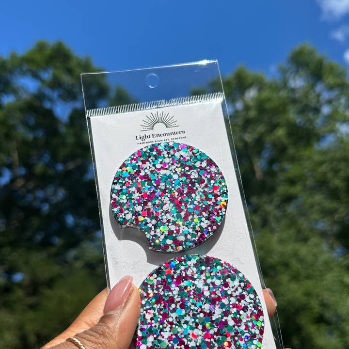 Uppsättning av 2 Rosa & Teal Bilunderlägg - Biltillbehör för wholesale av Light Encounters