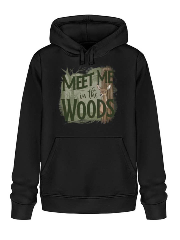 Träffa mig i skogen hjort - unisex grundläggande ekologisk huvtröja för wholesale av Uwaldu