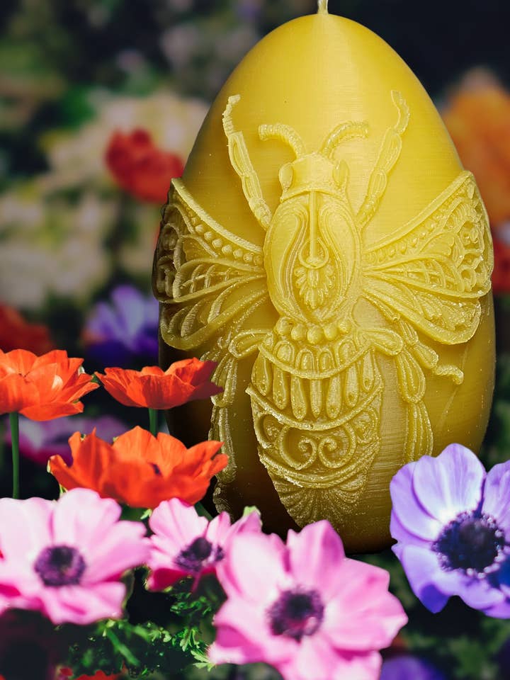 Large Bee Egg Candle for wholesale by Cernunnos Farms