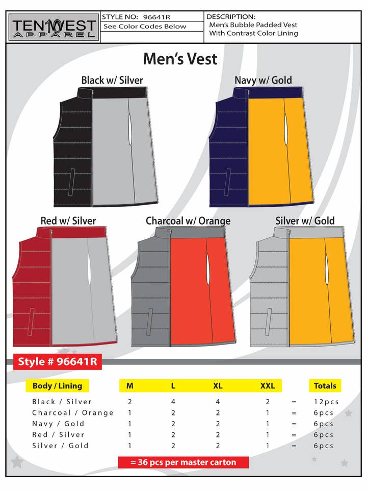 Herre boblepolstret vest trækul for engroshandel hos Ten West Apparel