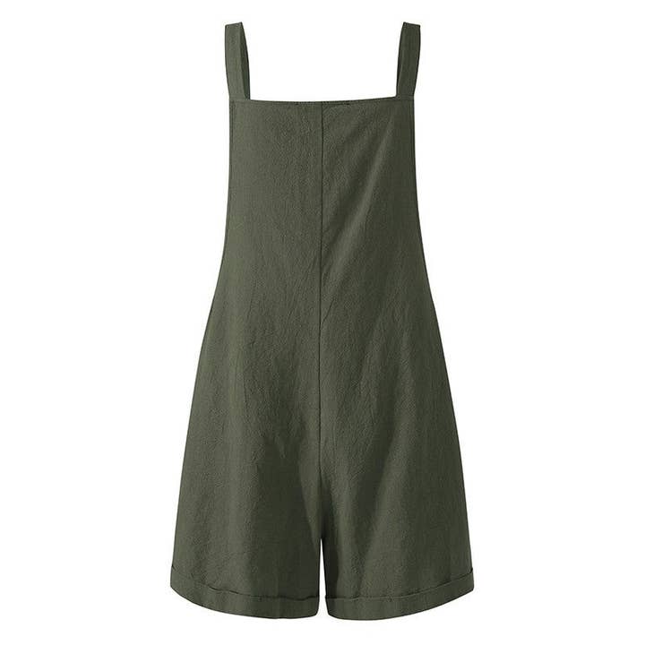 UZ Wholesale Store - Wholesale Overalls - Women's - Fashion Solid Color Button Jumpsuit