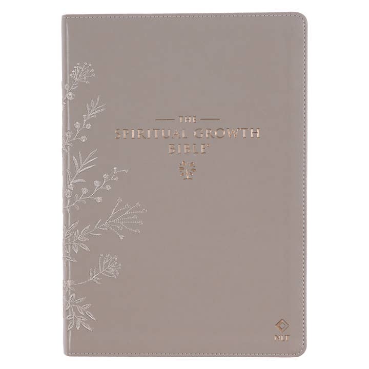 Embroidered Taupe Faux Leather Spiritual Growth Bible for wholesale by Christian Art Gifts