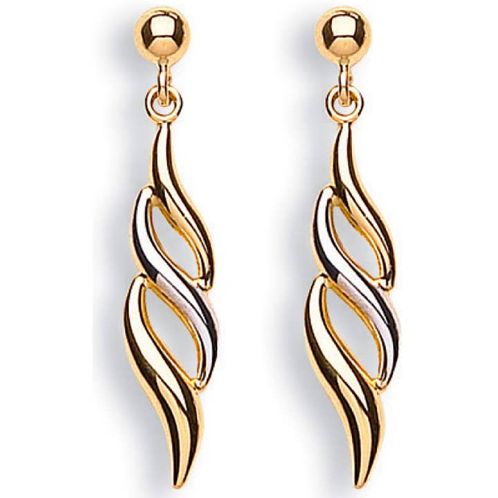 Modern Contrast 9K Two-Tone Gold Drop Earrings for wholesale by Mejoma