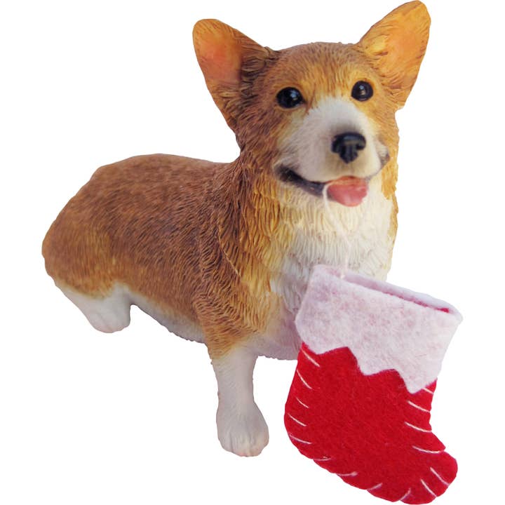 Jillson & Roberts - Wholesale Ornament - Ornaments - Dogs Pembroke Welsh Corgi, Red