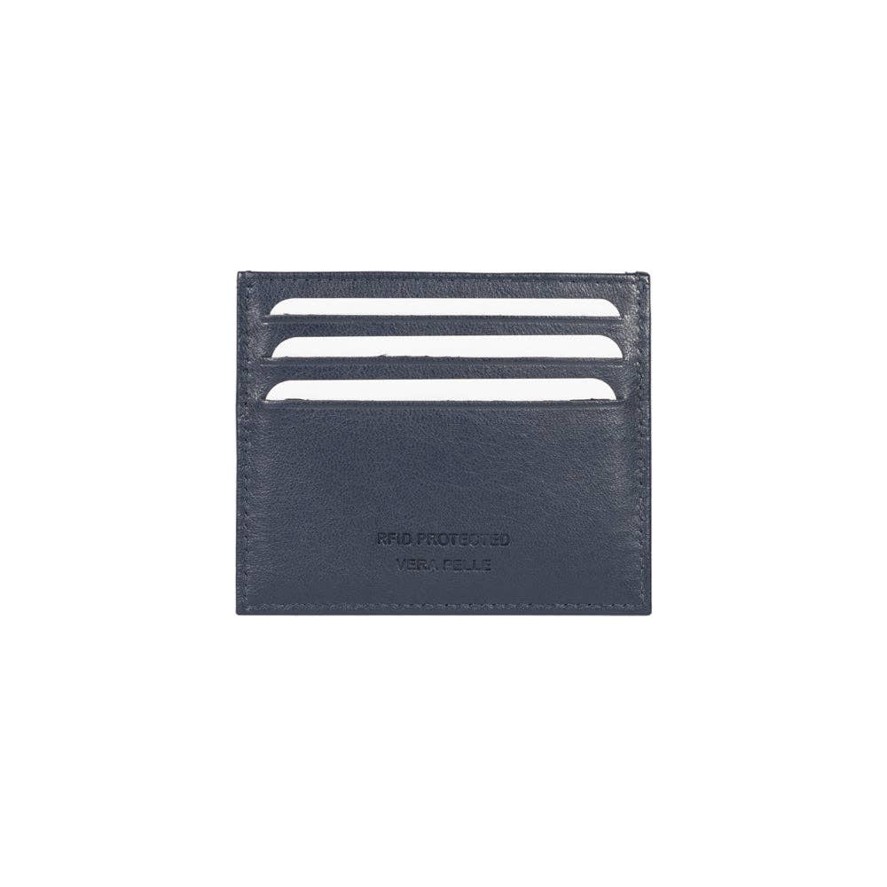 Kaili mood / RENATO BORZATTA - Italy since 1978 - - Wholesale Card Holder - Unisex - RB12016D | Credit card holder in genuine full-grain leather, with light grain. Color Blue. RFID protection. Dimensions: cm 10 x 8 x 0.5. Packaging: Bottom/lid gift box2