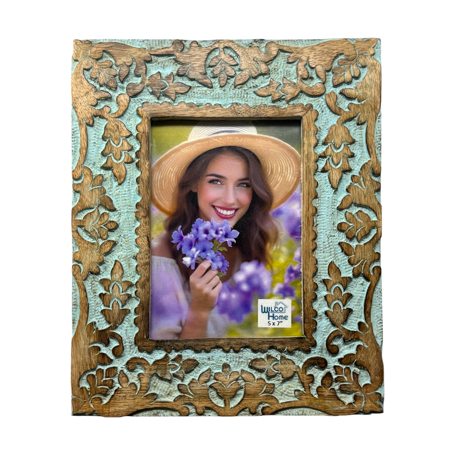 Wilco Home - Wholesale Picture Frame - Roman Hand-Carved Mango Wood Photo Frame-Celestial Blue 10