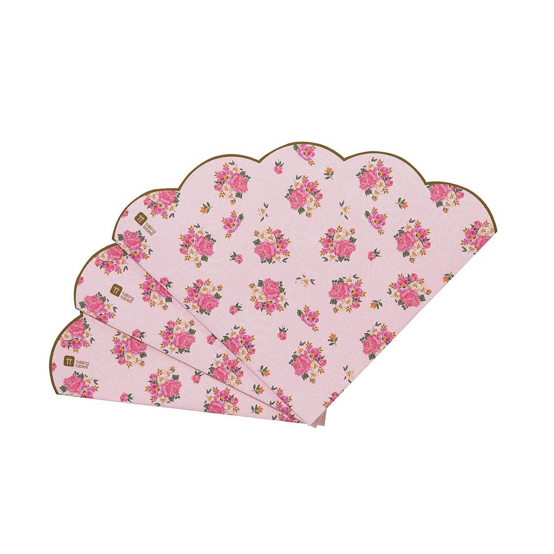 Talking Tables USA - Wholesale Disposable Napkin - Scalloped Pink Floral Napkins | 20 Pack| Tea Party |2