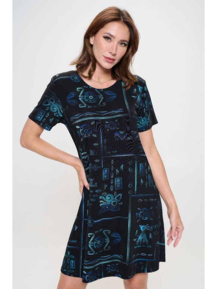 CC Wholesale Clothing - Wholesale Dress - Women's - Plus Size Print Missy Dress Short Sleeve