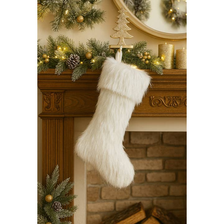 Fennco Styles - Wholesale Holiday Stocking - Faux Fur Silver Lurex Thread Christmas Stocking3
