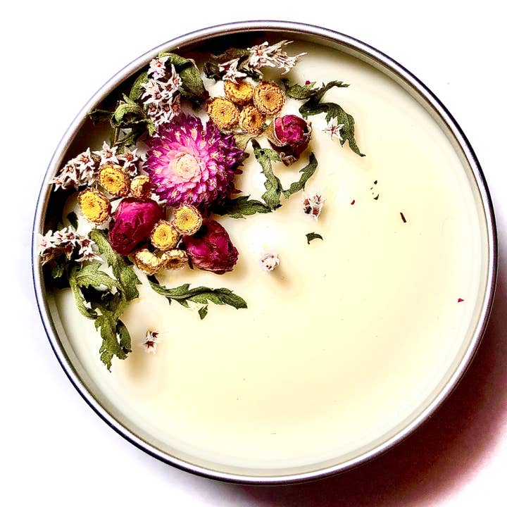 No Ennui - Wholesale Travel Candles - "Wildflowers" Botanical Soy Candle with flowers