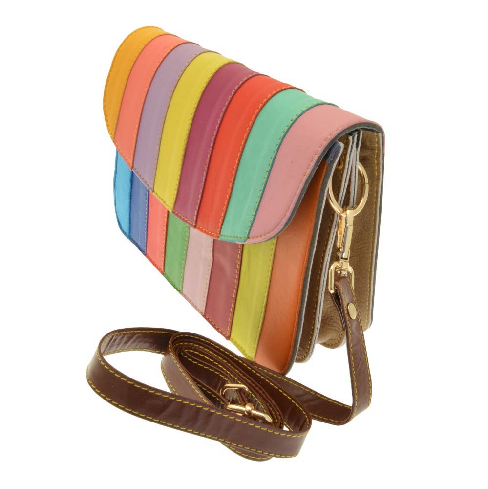 Miss Milly Limited - Vendita all'ingrosso Tracolla - Donna - Borsa a Mano in Pelle Riciclata a Righe Aditi2