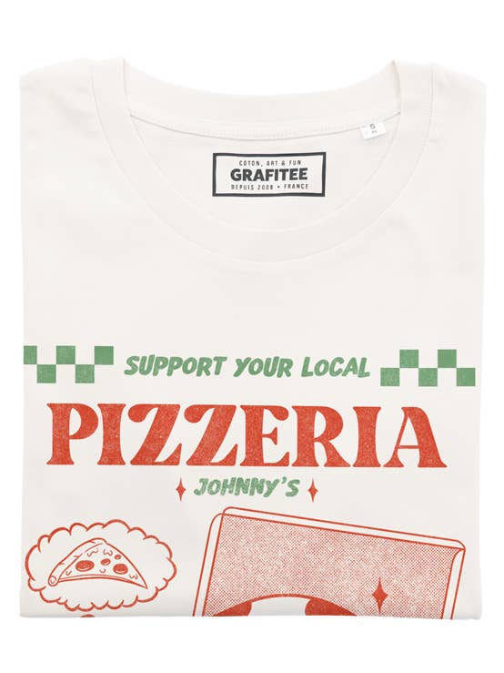 Off white Pizzeria T-shirt - Pizza Box Cat T-shirt for wholesale on Faire1