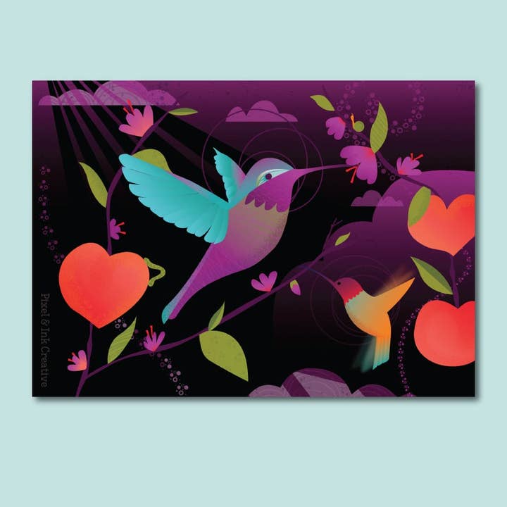 Pixel & Ink Creative - Wholesale Art Print - Peach Tree - Hummingbirds