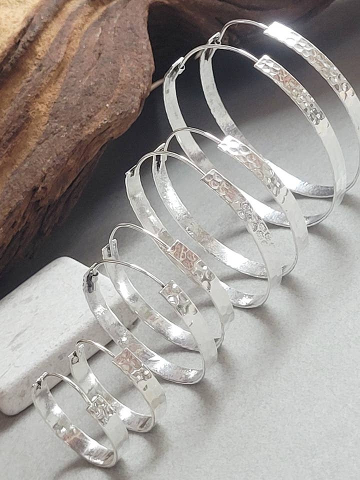 Aros martillados de plata / Pendientes de aro / Aros pequeños / Aros grandes / Hippie / Únicos / Aros para venta al por mayor de Laboheme