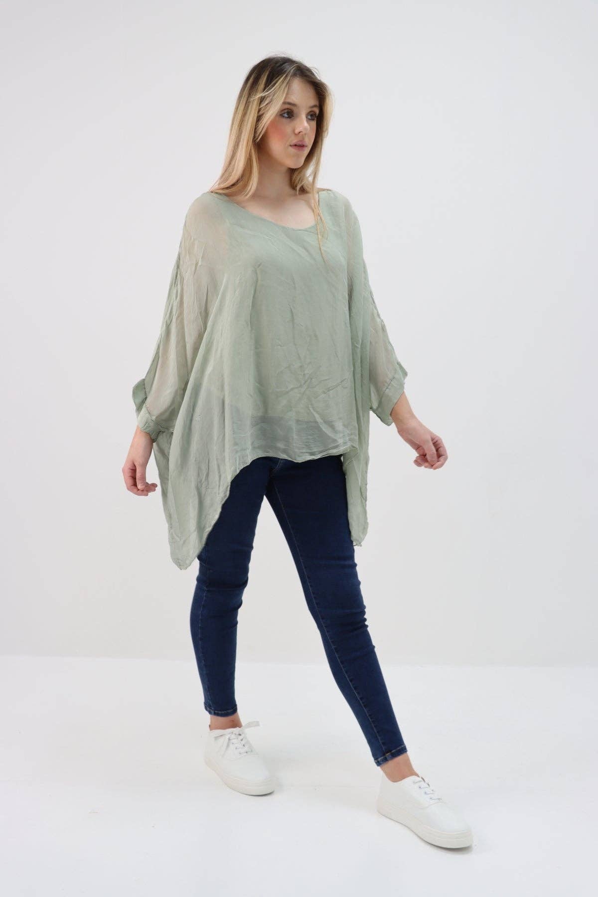 Miss Bold - Wholesale Tunic - Women's - Italian Plain Batwing Silk Tunic Top24