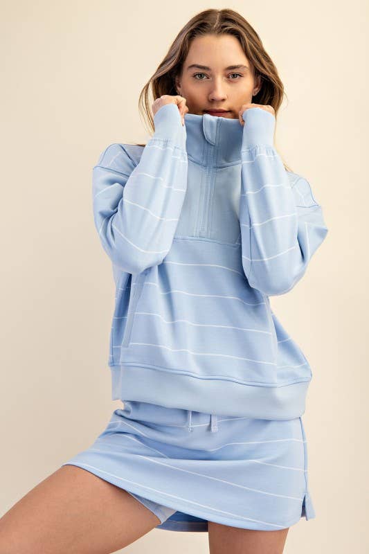 Sunday Morning - Vente Sweat-shirt – femme - T7299PL37 PULL À COL MONTANT À RAYURES ET FERMETURE ÉCLAIR DE GRANDE TAILLE 11