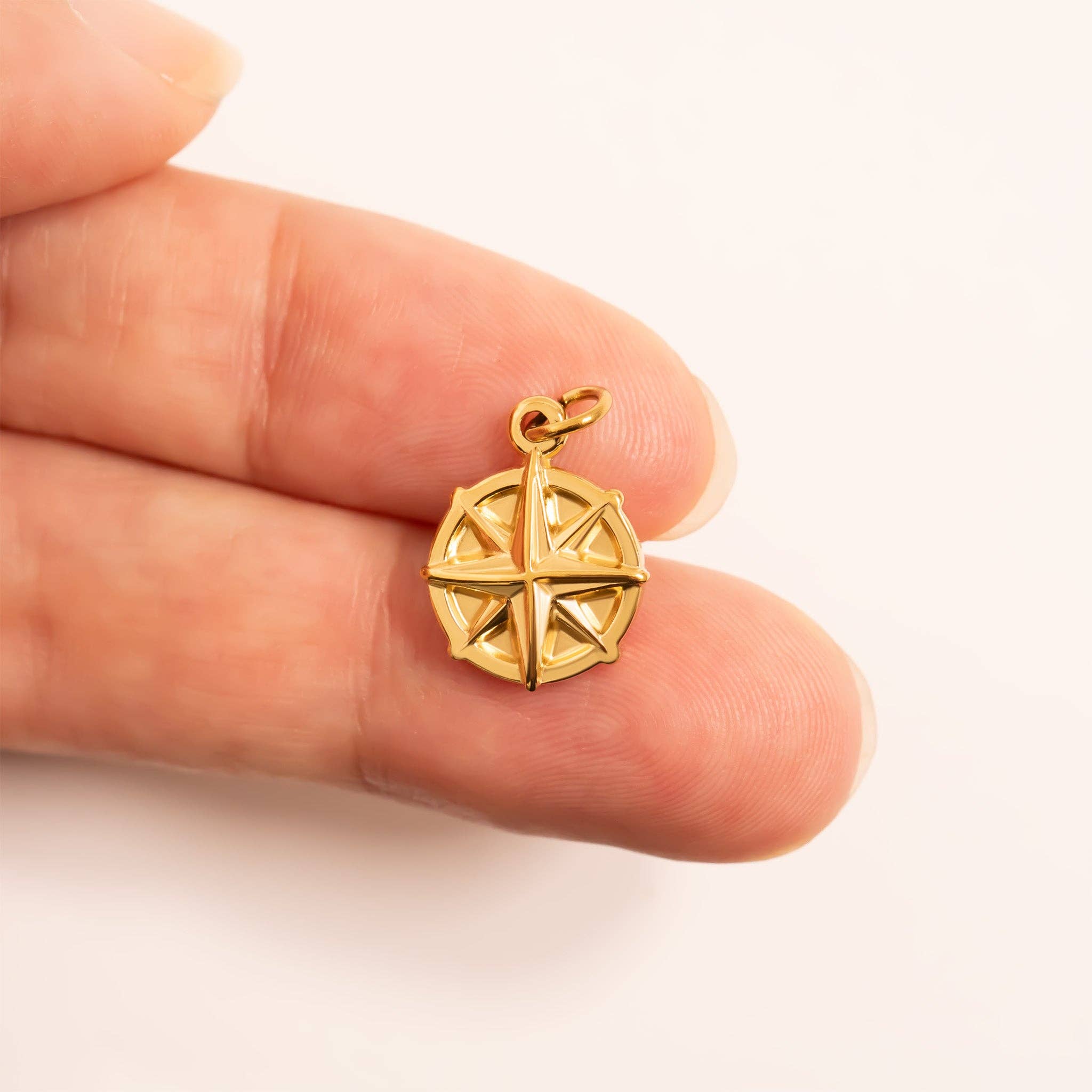 WJW - Wholesale Individual Charm/Pendant - 18K Gold PVD Stainless Steel Compass Charm4