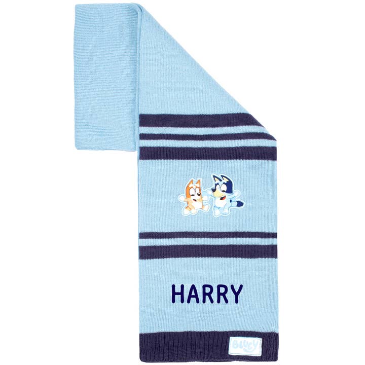 Bluey Children's Personalised Scarf Winter Woolly Scarf Soft and Warm Embroidered Name for wholesale by Fringoo Group Ltd