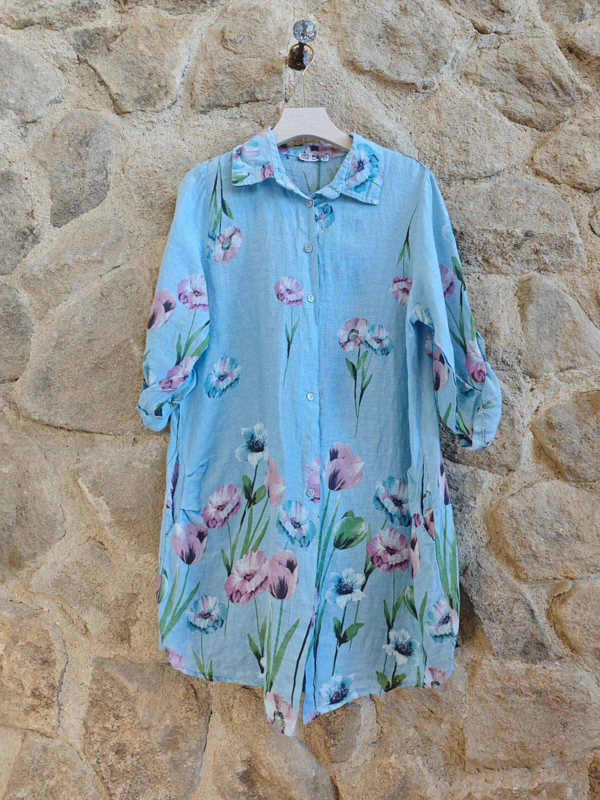 Linen & More - Wholesale Button Down Shirt - Women's - REF 202725 PRINTED DRESS3