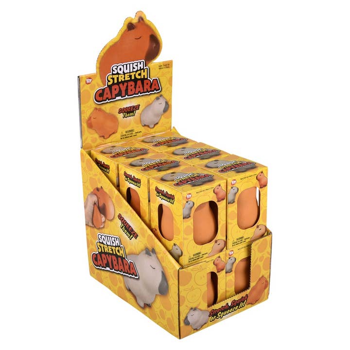 Kelley and Company - Wholesale Fidget Toy - Kids - Stretch Squish Capybara Fidget Toy Display of 125