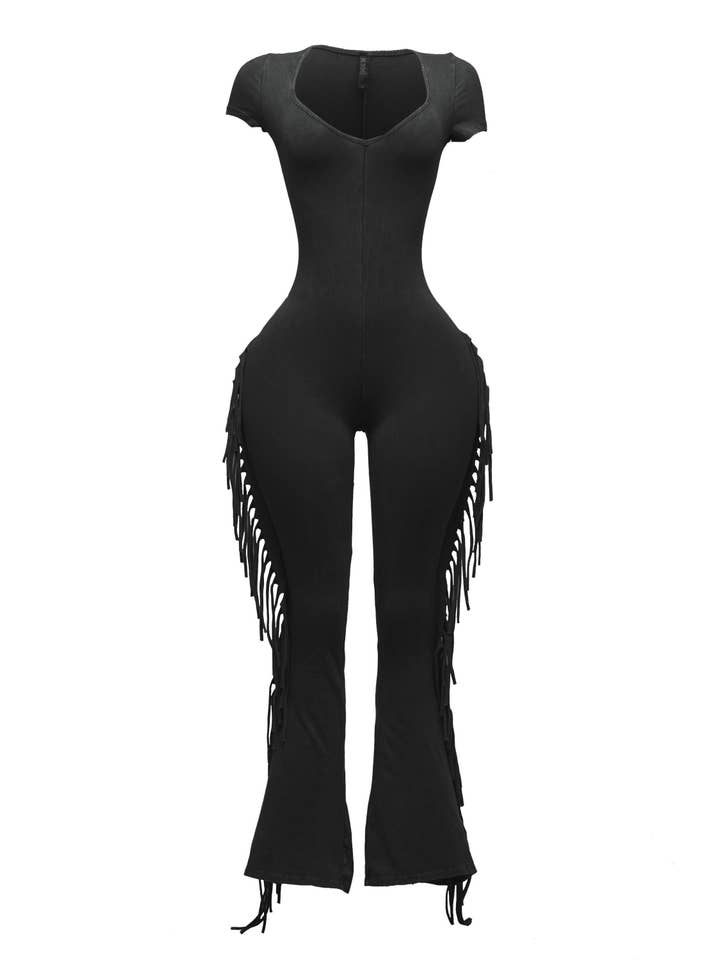 K Too - Wholesale Jumpsuit - Women's - Mineral washed fringed jumpsuit