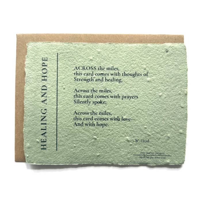 HEALING AND HOPE: Plantable Herb Seeded Card for wholesale by tiny poetry project