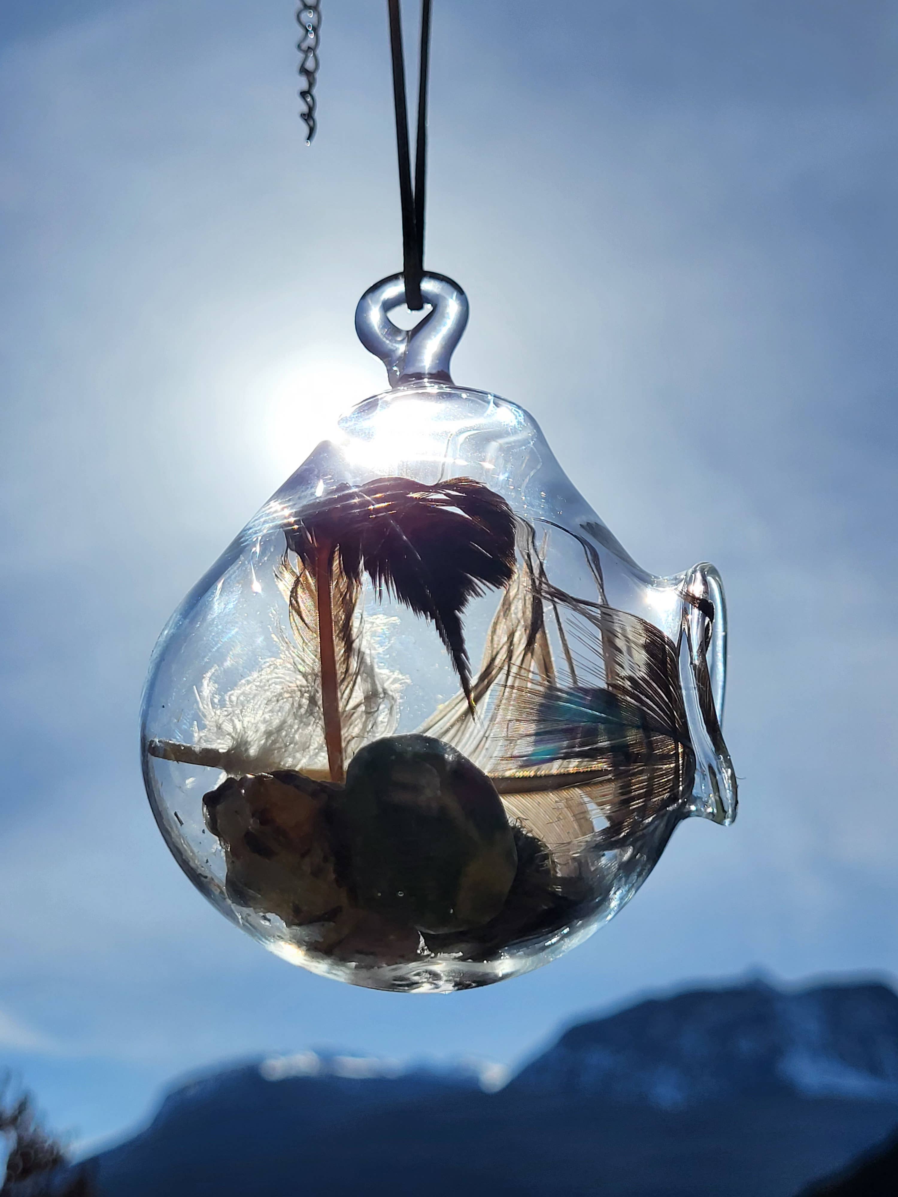 AB Glass Designs – wholesale Ornament – Blown Glass Witch's Ball Ornament- Crystal Holder4