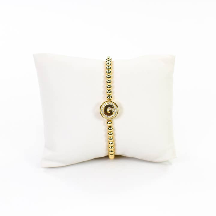 Savvy Bling - Wholesale Beaded Bracelet - Initial Simulated Diamond Bracelet6