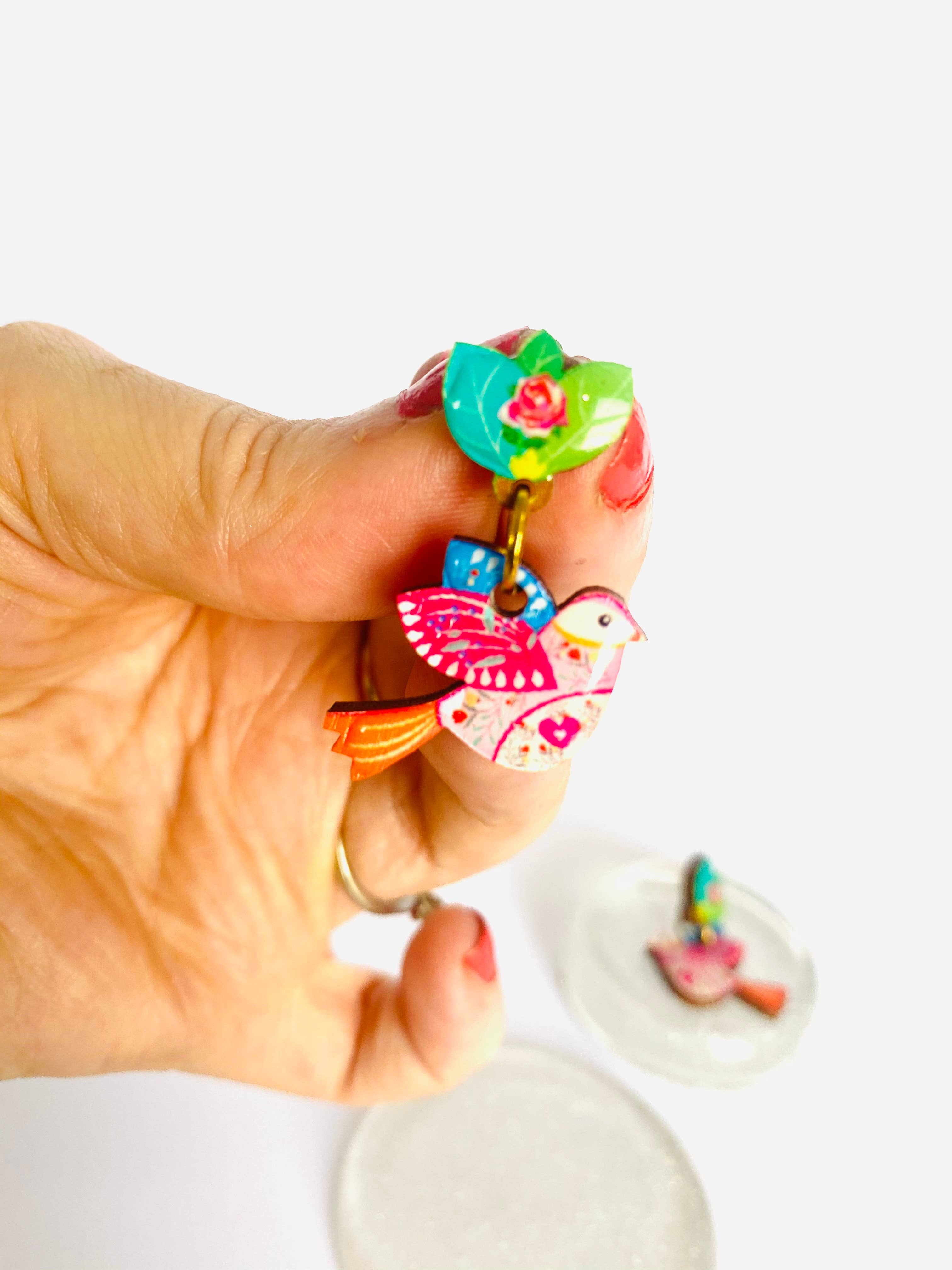 Rosie Rose Parker – wholesale Dangle earrings – love bird statement earrings nature earrings uk jewellery 1