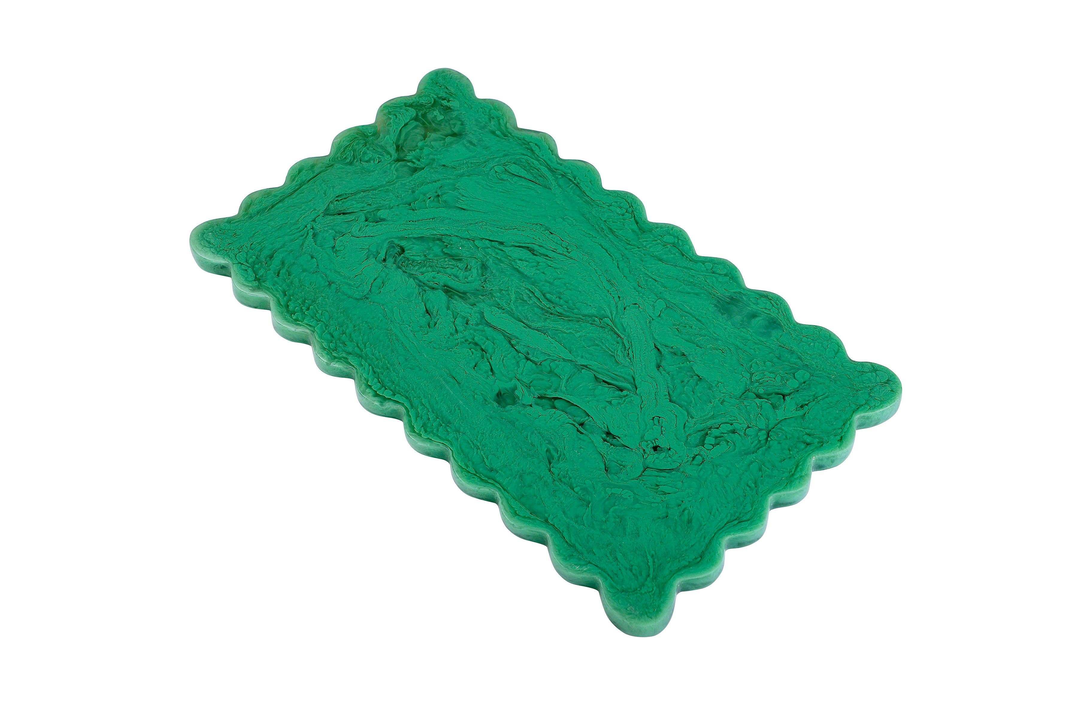 Casa Amarosa - Wholesale Cheese Board - Scallop Rectangular Resin Cheese Board – Green , 14 Inches1
