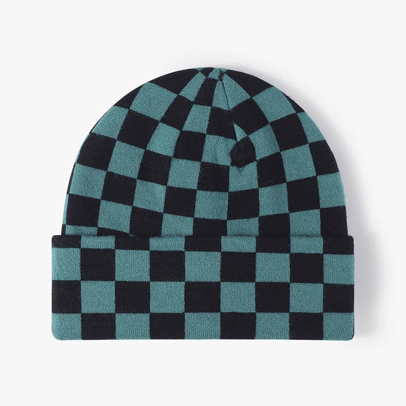 MKS America - Wholesale Beanie - Women's - Stylish Checkerboard Plaid Knit Hat4