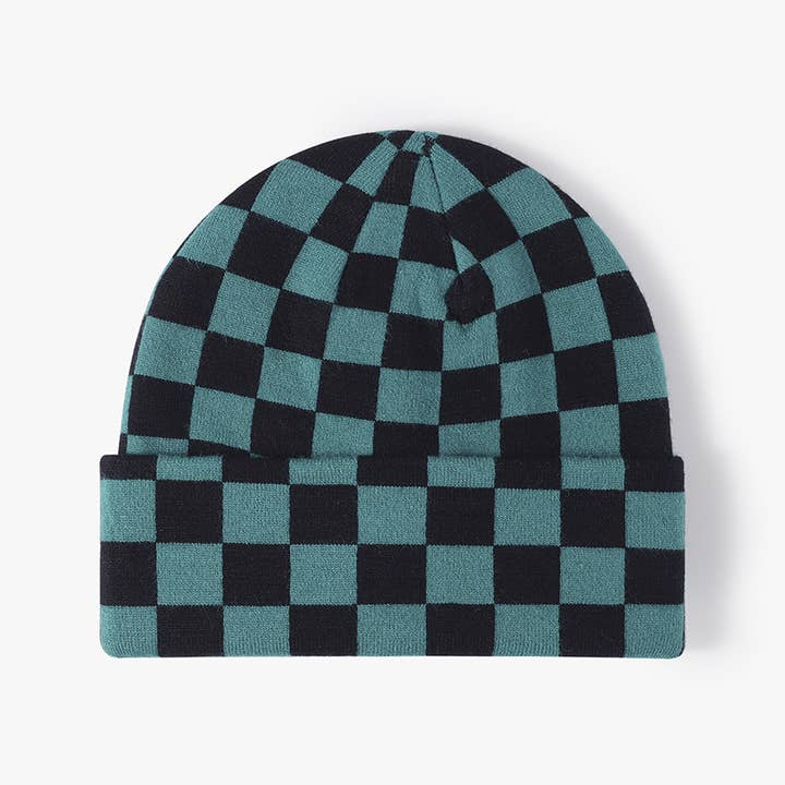 MKS America - Wholesale Beanie - Women's - Stylish Checkerboard Plaid Knit Hat4