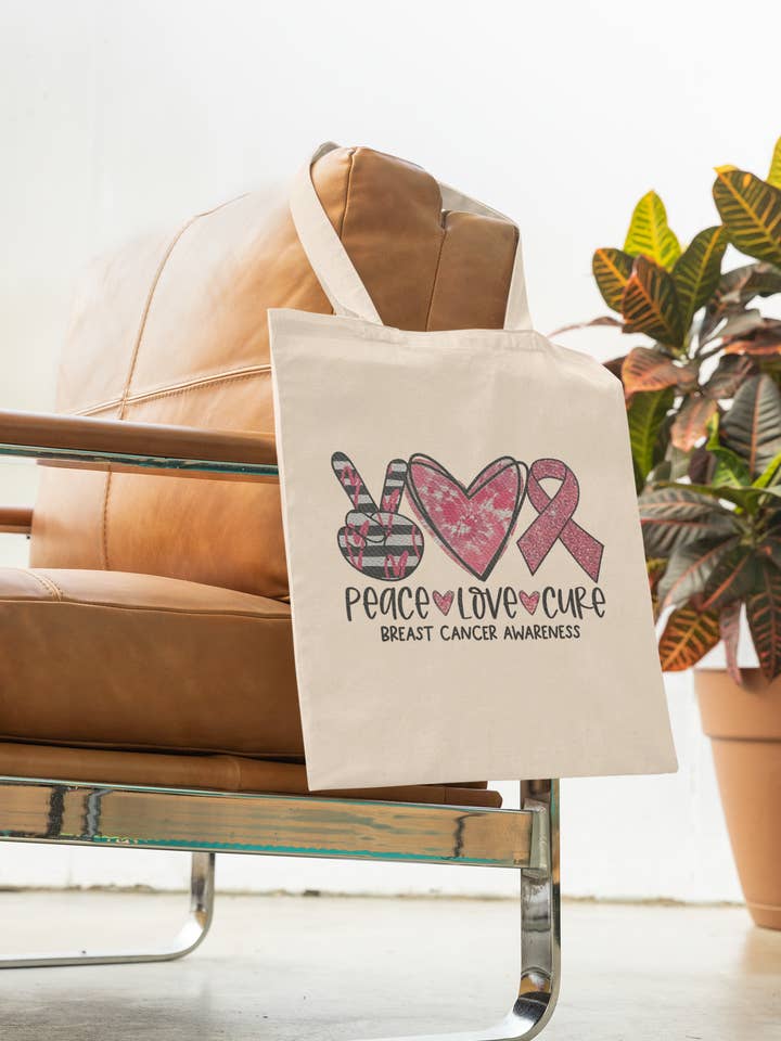 Breast Cancer Awareness Cotton Tote for wholesale by MandaMade4u
