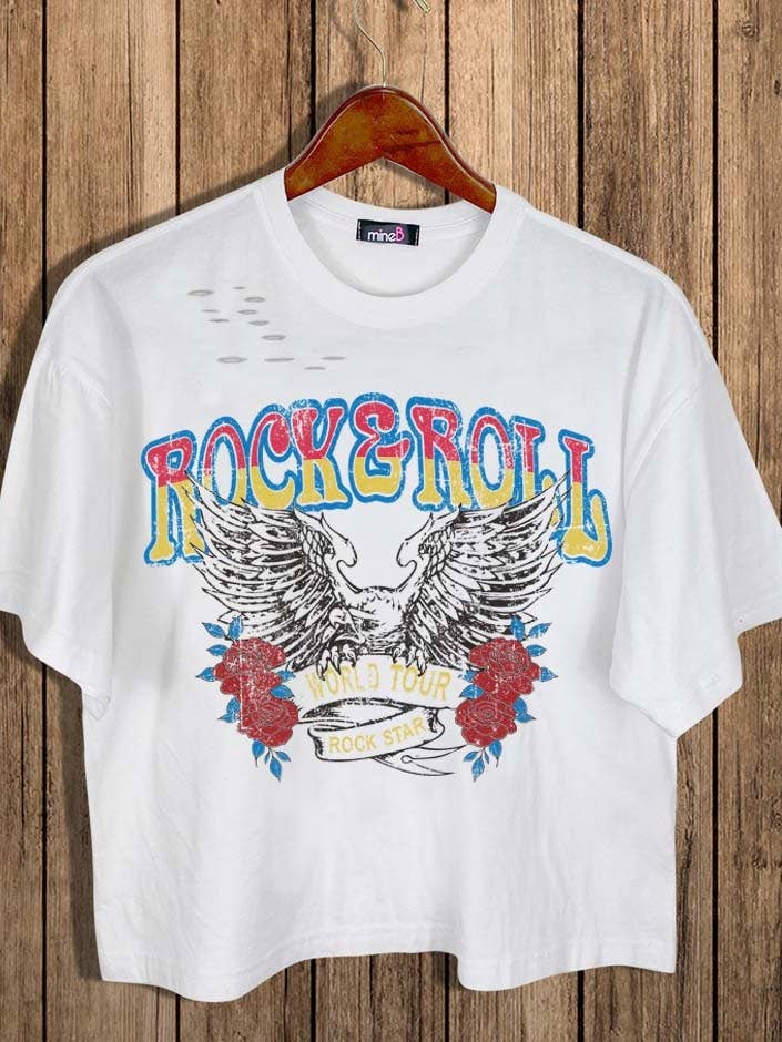 TEE-SHIRT COURT AIGLE DE LA TOURNÉE MONDIALE ROCK AND ROLL pour la vente par 2&moon