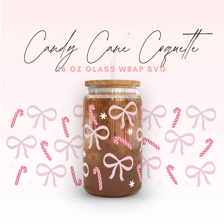 RBA Transfers - Wholesale Sublimation Transfer - Candy Cane Bow Coquette Wrap UV DTF Sticker