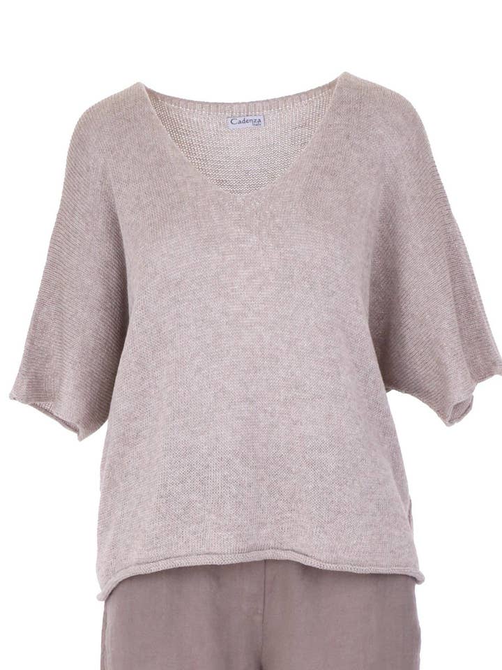 Cadenza Italy Ltd - Wholesale Knit Top - Women's - Cotton Blend V Neck Tunic Top17