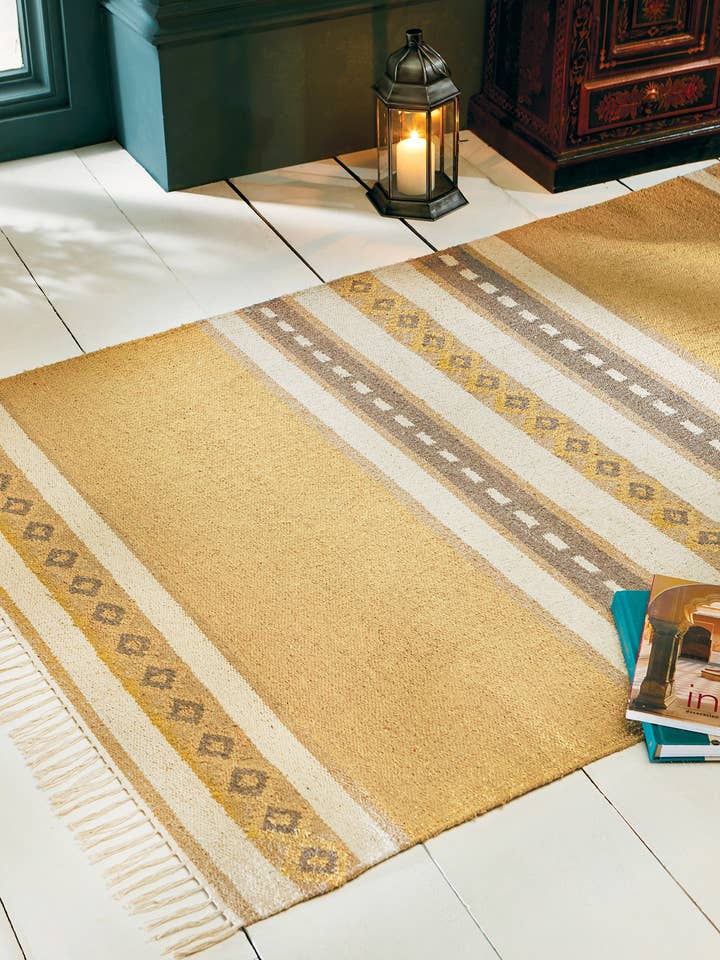 Tappeto in filato di cotone riciclato con motivi Ekta 140x200 cm per la vendita all'ingrosso da parte di Namaste