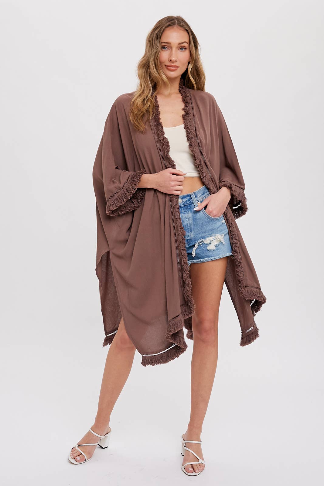 Bluivy - Vente Kimono – femme - kimono ample avec franges6
